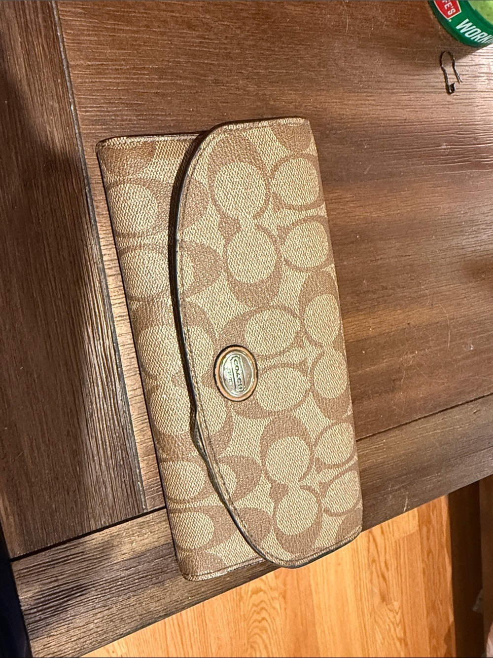 Coach Tan Signature Canvas  Clutch Wallet